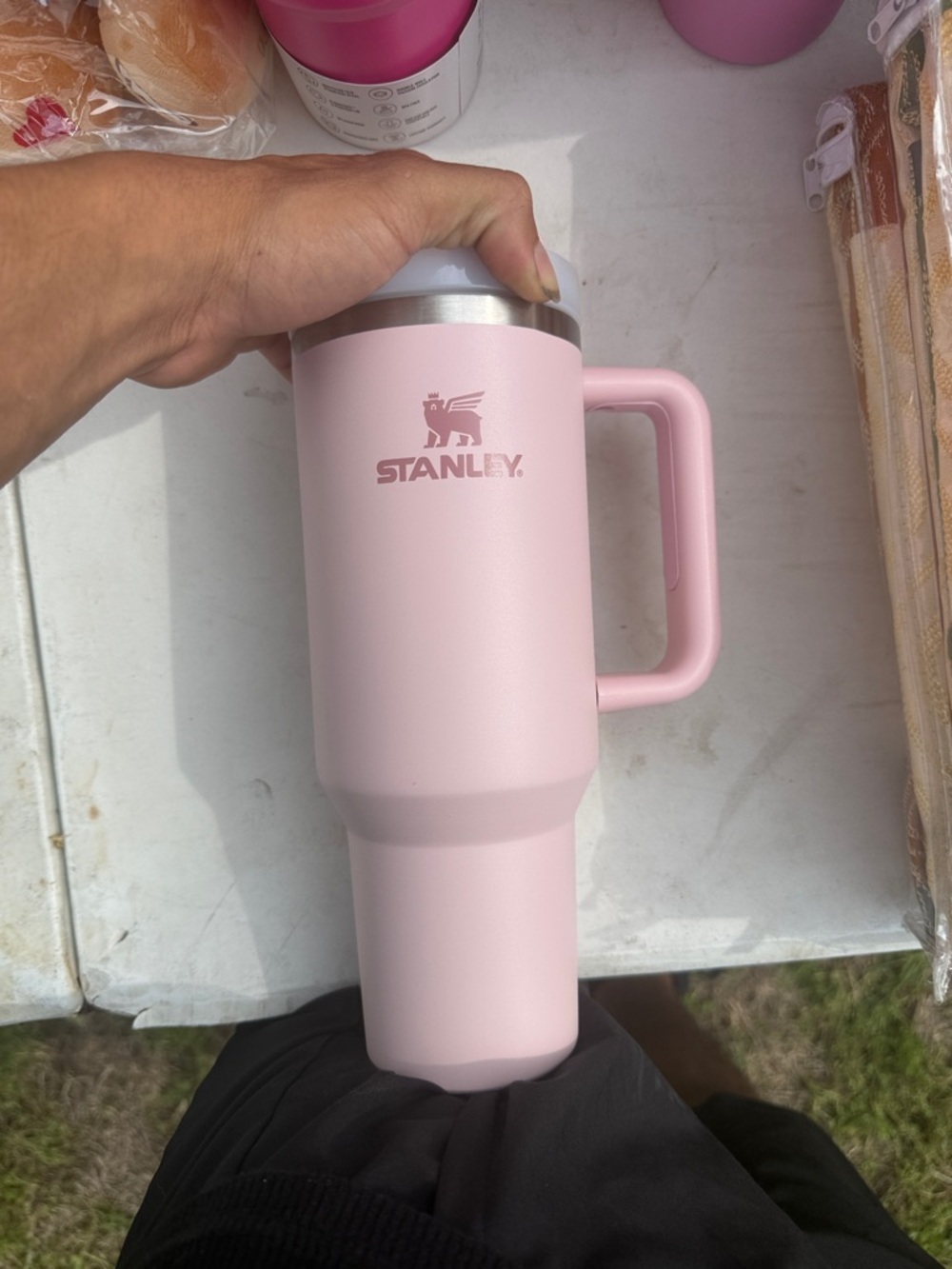 Stanley Powder Pink Travel Tumbler with Handle
